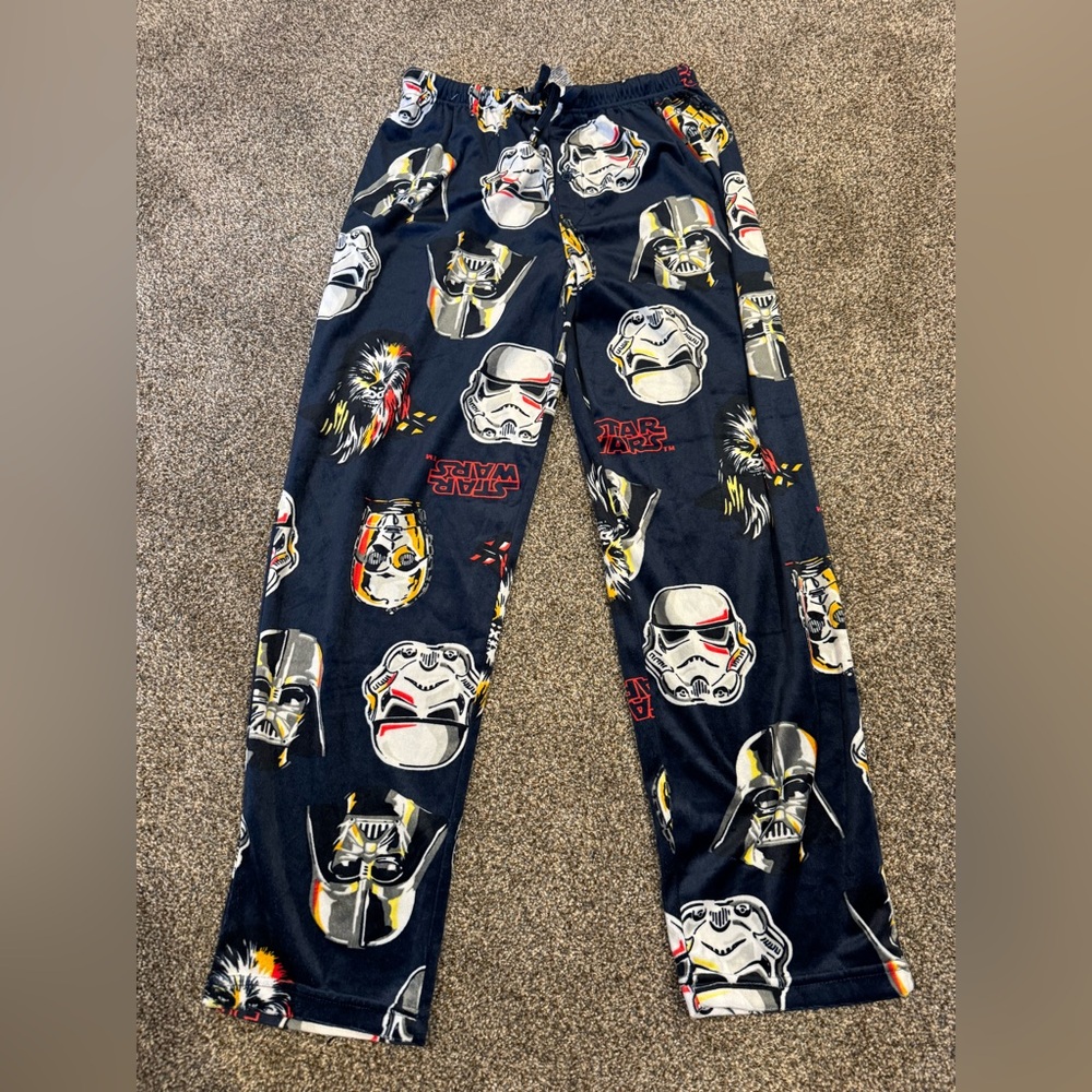 Star Wars Men Lounge Pajama Pants- Blue/Black with Multicolor Print Size Large
